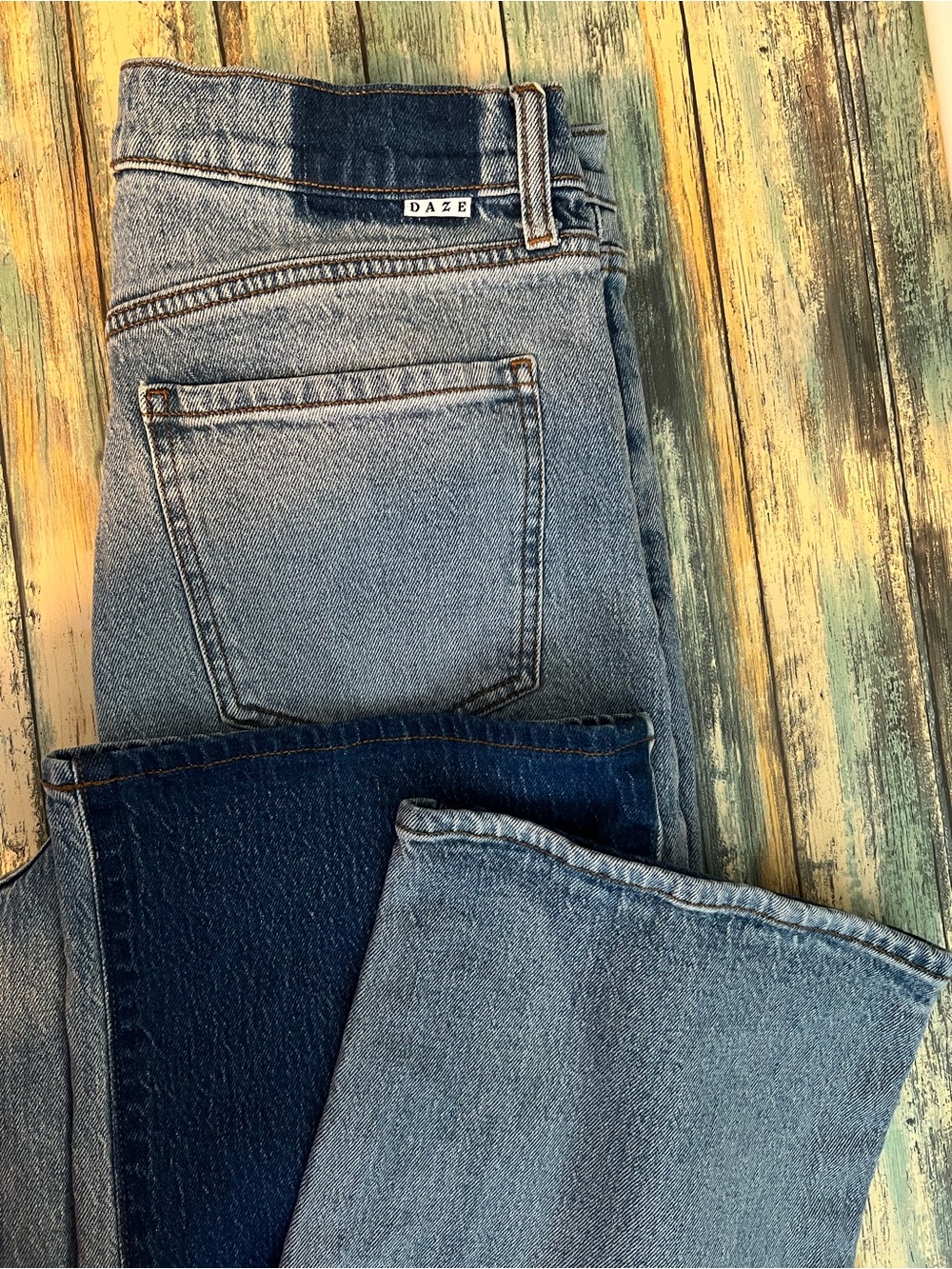 🔥Daze Denim Tough Love Two Tone Colorblock Straight Jeans Size 29